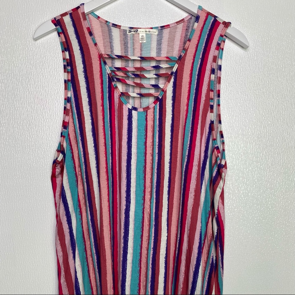 SEVEN7 Pink Striped Flowy Tunic Size Large - Picture 4 of 11